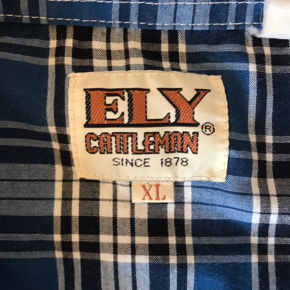 Cattleman Ely XL snap closure shirt blue plaid - Picture 4 of 7